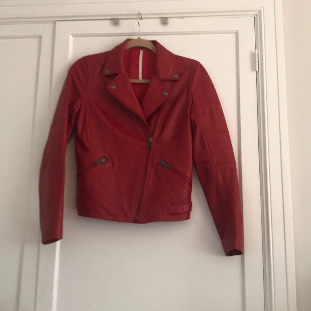 Truth and pride red 100% leather jacket